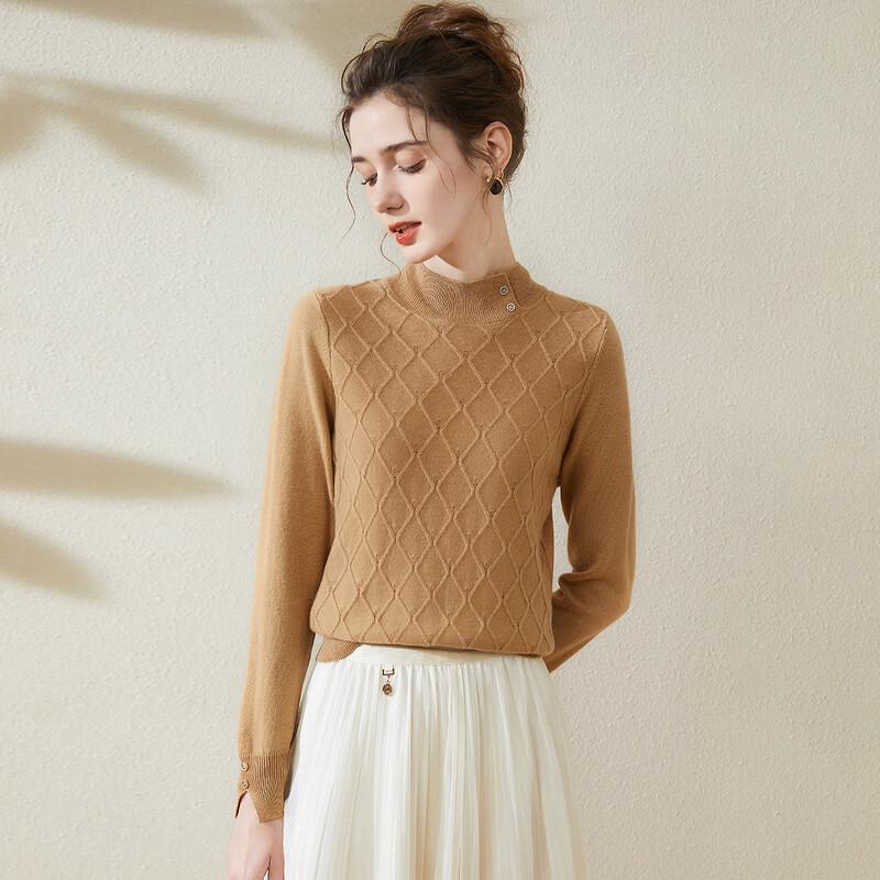 

TUHUANG Women s 100% Wool Hollow Diamond Knit Sweater M (160/84A)