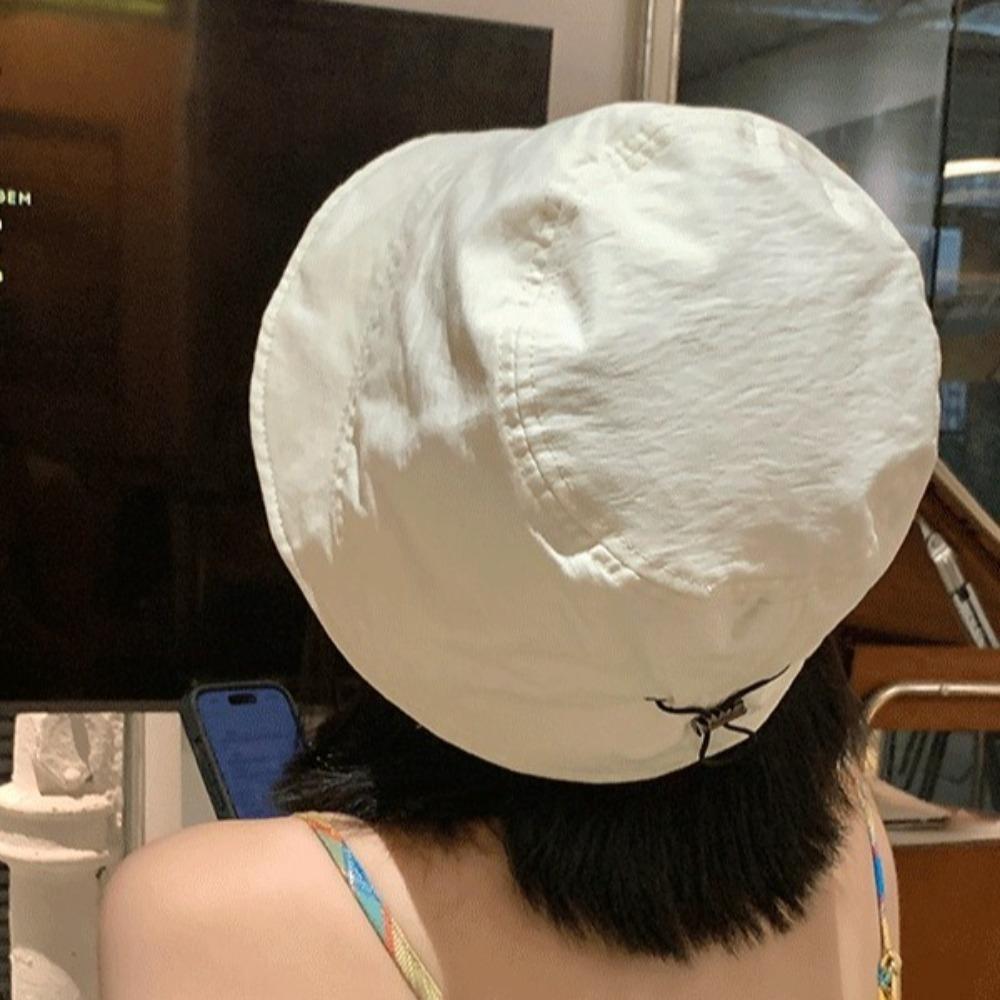 Sunscreen Bucket Hat Adjustable Drawstring Basin Hat Fashion Beach Cap