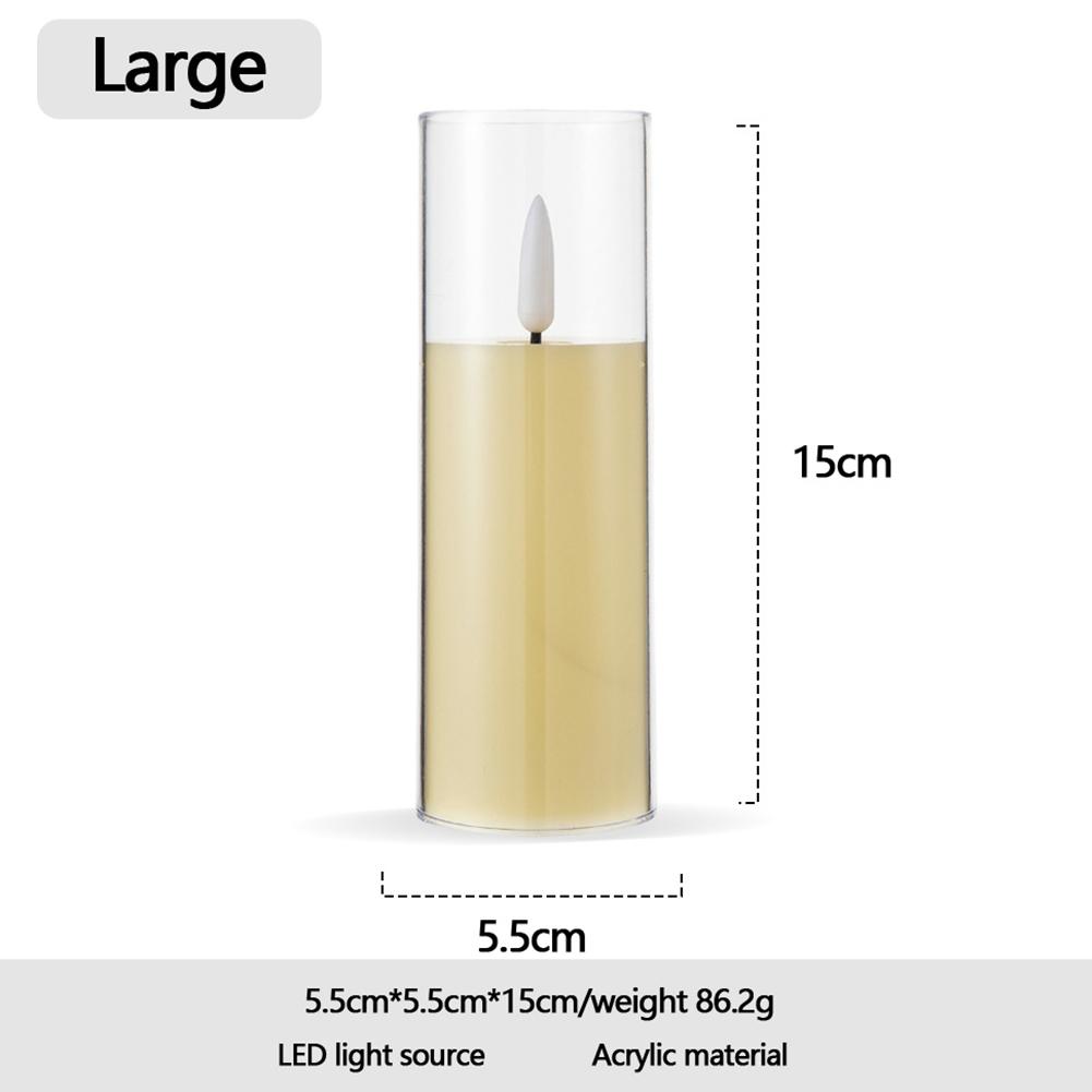 Flameless Candles LED Electronic Candle Light Acrylic Pillar Candle Battery Operated Flickering Candle for Wedding Christmas