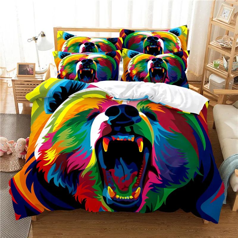 Set Letto Grizzy e i Lemming Ragazzi Ragazze Misura Singola Queen Copripiumino Federa Letto Bambini Adulti Moda Tessile per la Casa
