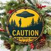 8x12 Inch Alien UFO Caution Metal Tin Sign Vintage Retro Funny Warning Wall Decor for Kitchen