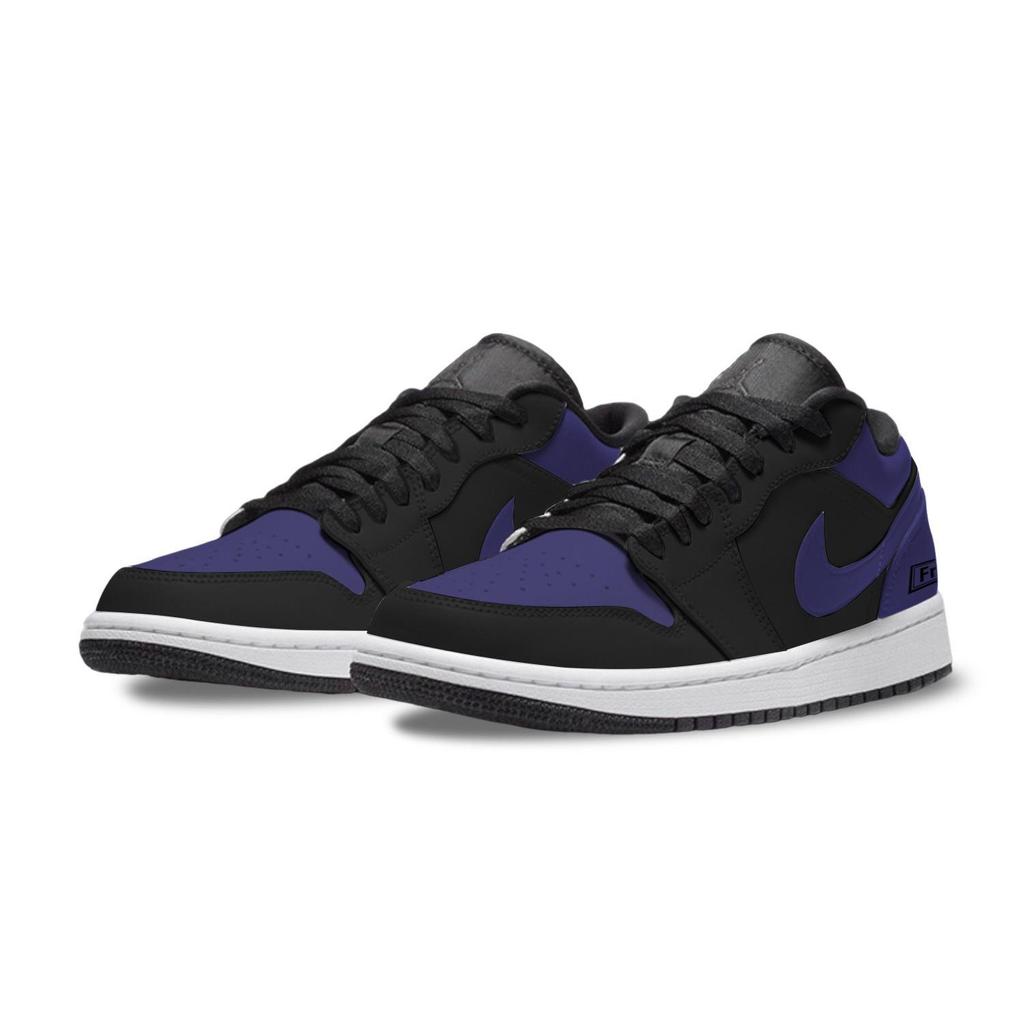 Jordan Air Jordan 1 Gift Box Abrasion Resistant Low top Vintage Basketball Shoes Unisex Black Purple 553558-165(Team701-F-B)