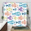 1 Bright Fish Shower Curtain with Exotic Cartoon Fish, with Hooks, Polyester Fabric, Machine Washable, Suitable for Bathroom