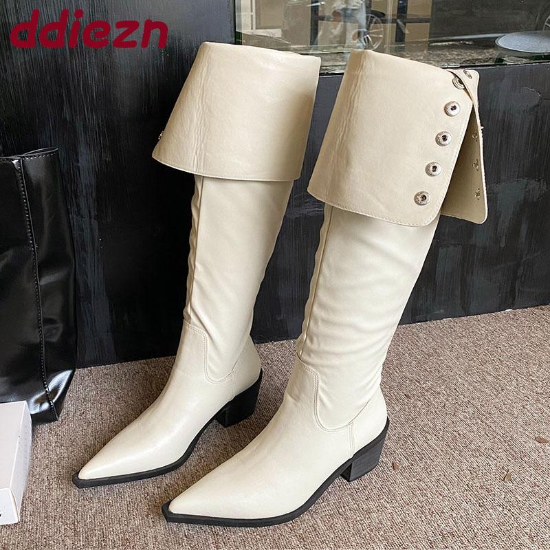 Fashion Party Modern Ladies Knee High Boots With Heels Shoes Female Footwear Fashion Pointed Toe Women Long Boots Pumps Shoes new
