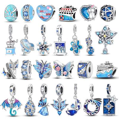 Blue Series Copper Love Style Tree Of Life Butterfly Boat Stars And Lunar Octopus Charm Octopus Charm Handmade Gifts
