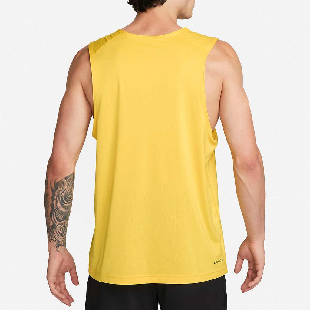 Nike Dri-FIT Ready Solid Quick-Dry Running Training Tank Top Men Tops Bright-Sulfur-Yellow DV9814-709