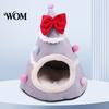 Festive Christmas Cat Furniture Tree Bed, Plush Cave Bed with Removable Cushion, Non-slip Cozy Winter Pet Bottom, House for Indoor Cats Kittens