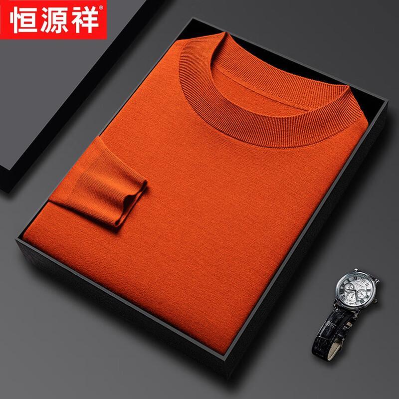 Hengyuanxiang Men's 100% Pure Wool Thick Round Neck Sweater