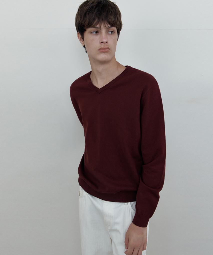WEDNESDAY OASIS Washable Soft V-Neck Knit_Red(Wcb6Kn104)