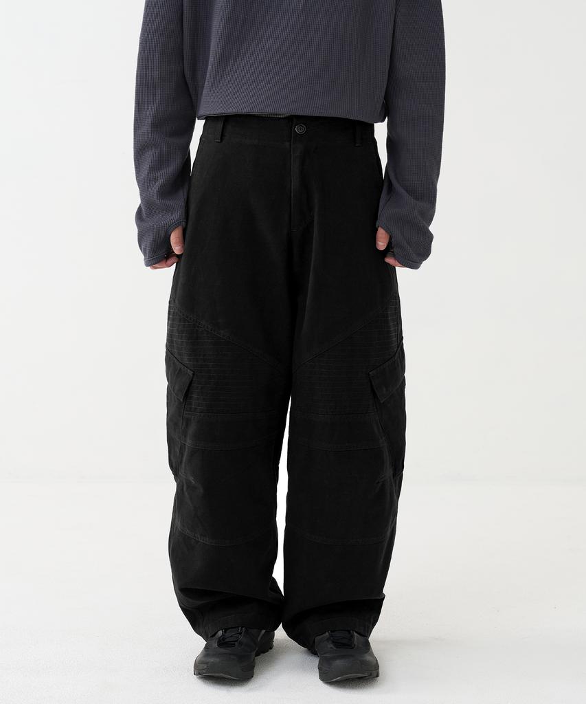KNOUUN Washed Biker Cargo Pants (Black)