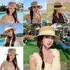 French Elegant Straw Hat With Wide Brim For Summer Sun Protection