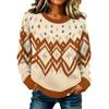 Women's Casual Long Sleeve Geometric Print Round Neck Knit Sweater
