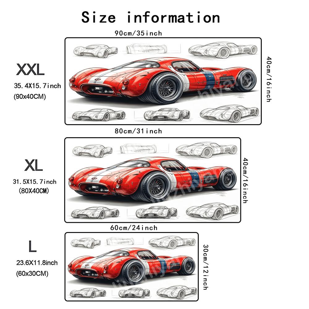 Hot Sell Sports Car Mouse Pad Large Computer Office Game Table Mat Rubber AntiSlip Stitched Keyboard Mats 90x40 Xxl Desk Pads