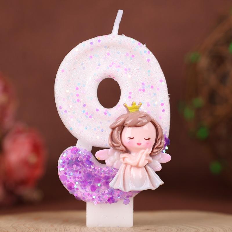 

Creative Cake Digital Birthday Candle Purple Gradient Angel Girl Birthday Handmade Candle 9