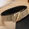 First Layer Cowhide Alloy Smooth Buckle Belt Business Leisure Style Belt Letter Simple Belt