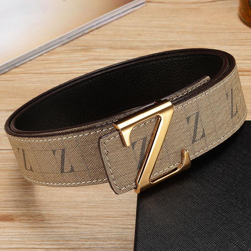 First Layer Cowhide Alloy Smooth Buckle Belt Business Leisure Style Belt Letter Simple Belt