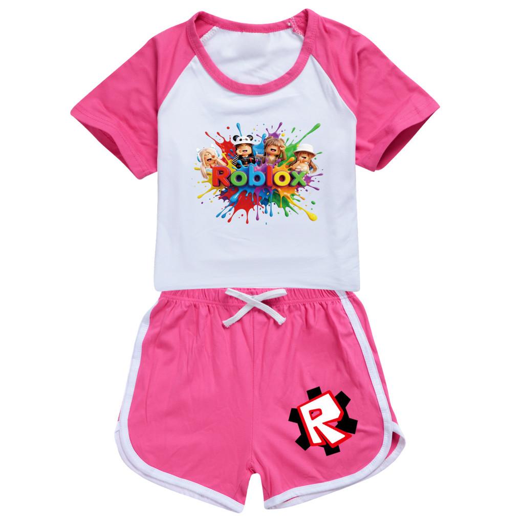 5575 Multi-color Kids Boys Girls Roblox T-shirt Shorts Top Pants Sport Clothes Set