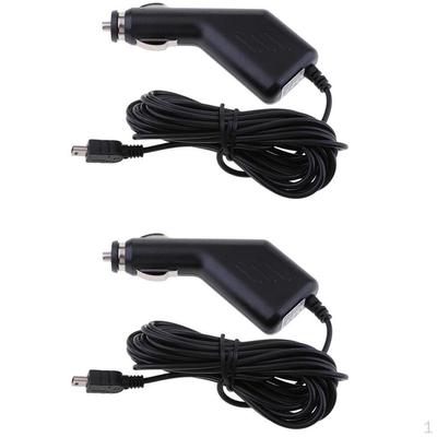 2Pcs Car Charger Cable Adapter 12-24V To 5V Mini USB GPS DVR Charging