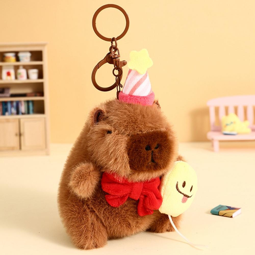 

Happy Birthday Plush Capybara Keychain Animals Guinea Pig Pendant Hanging Accessory Style 1