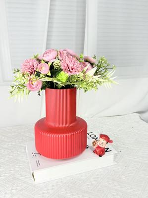 Red Vase for Home Decor and Table Centerpiece Display