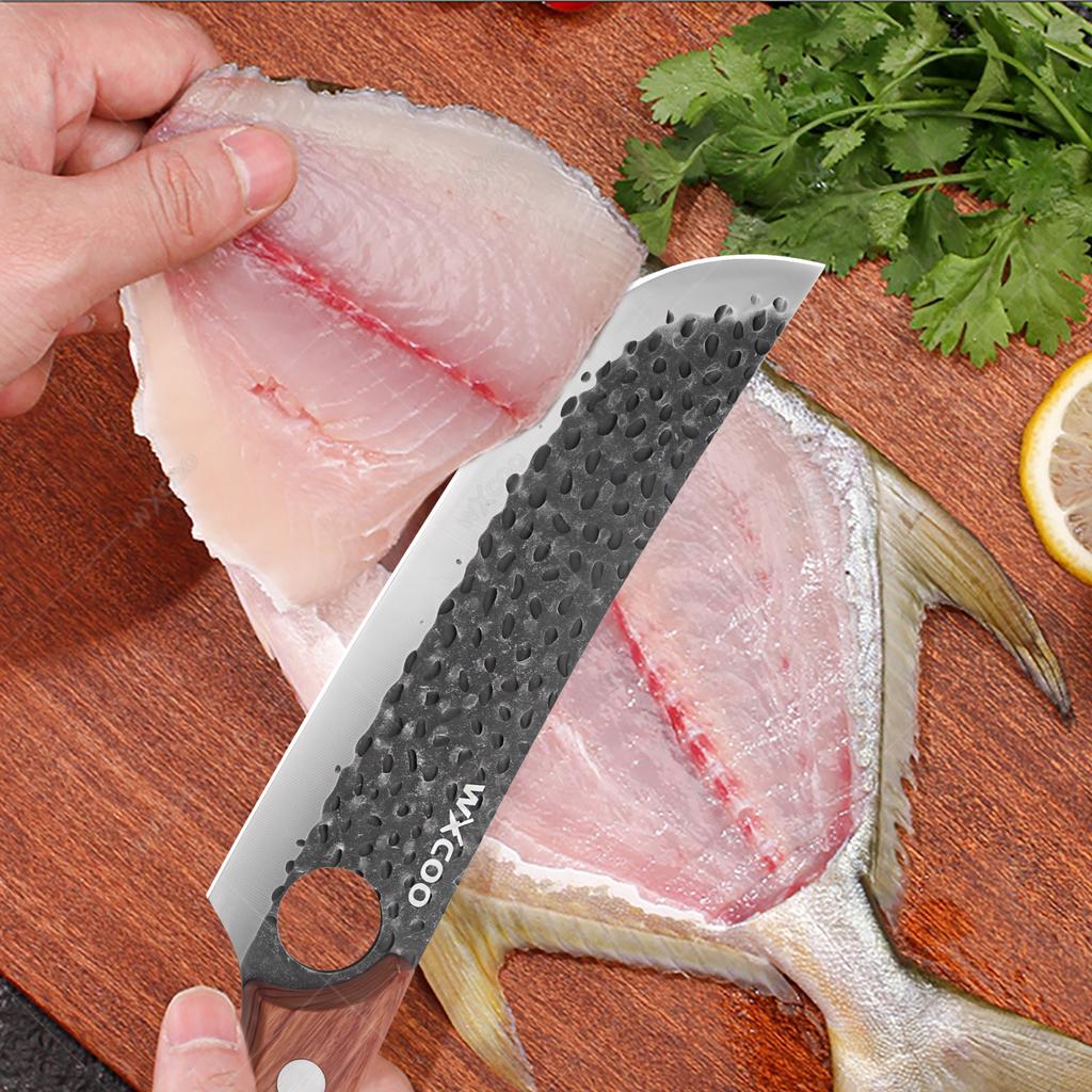 WXCOO Hand Forged Boning Knife Set High Carbon Clad Steel Meat Fish Fruit Cleaver Knife Professional Butcher Kitchen Chef Knives