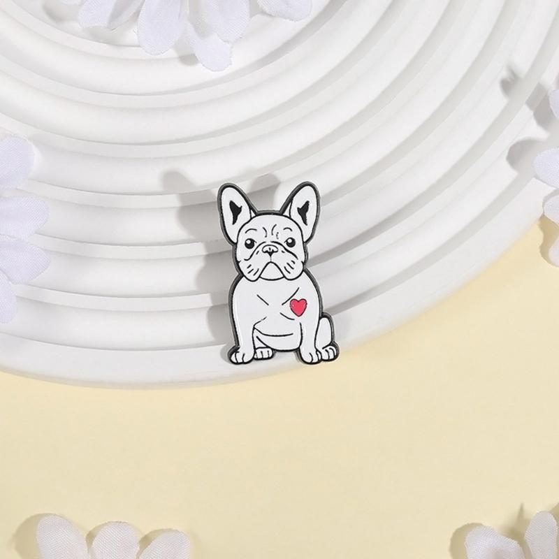 Cute White Puppy Shape Enamel Brooch Pin Pet Inspired Jewelry For Women Men Casual Wear Gift Anniversary Party Outfits