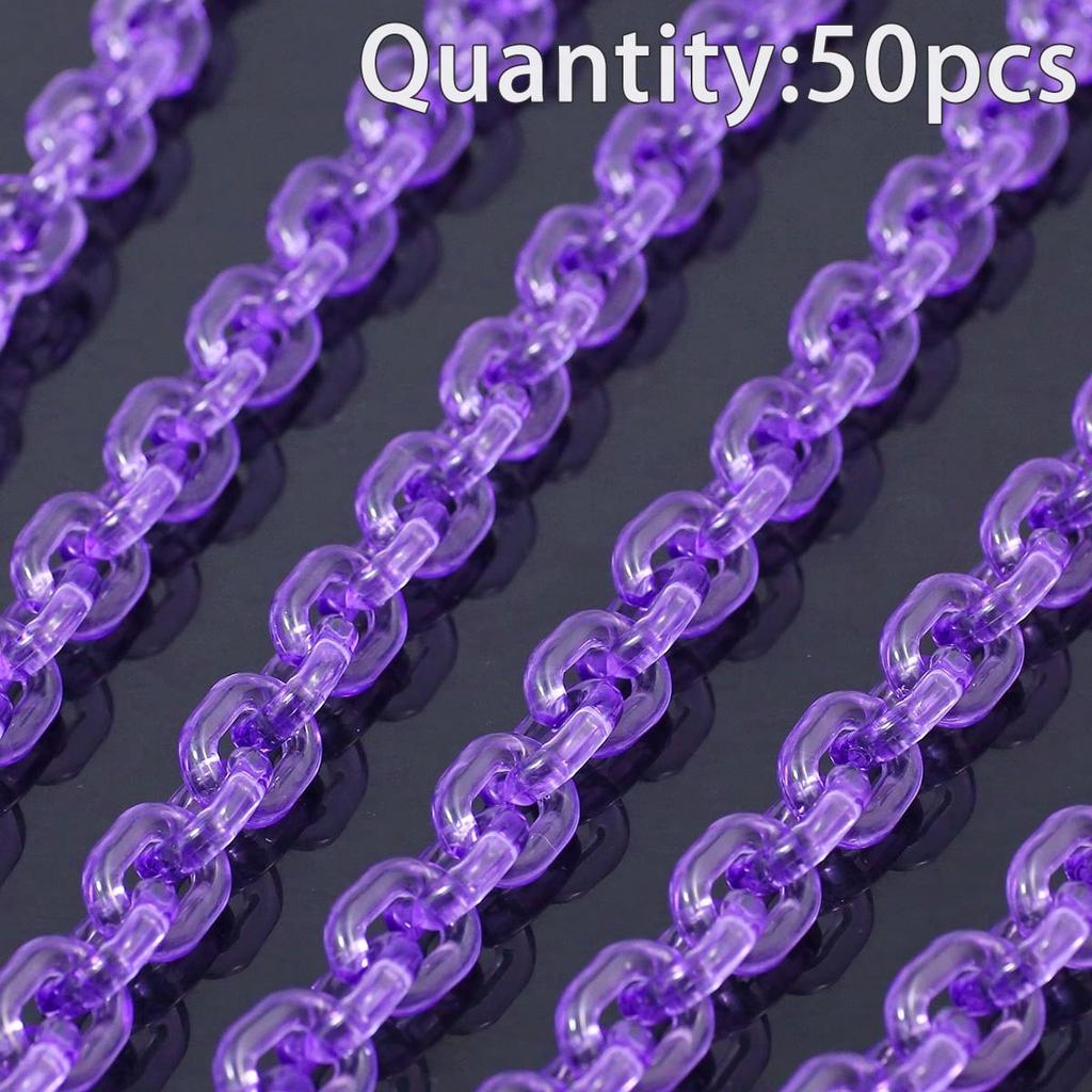 50pcs Transparent U-Shaped Chain, Acrylic Beads, DIY Jewelry Making Materials For Bracelets, Car Ornaments, Phone Straps