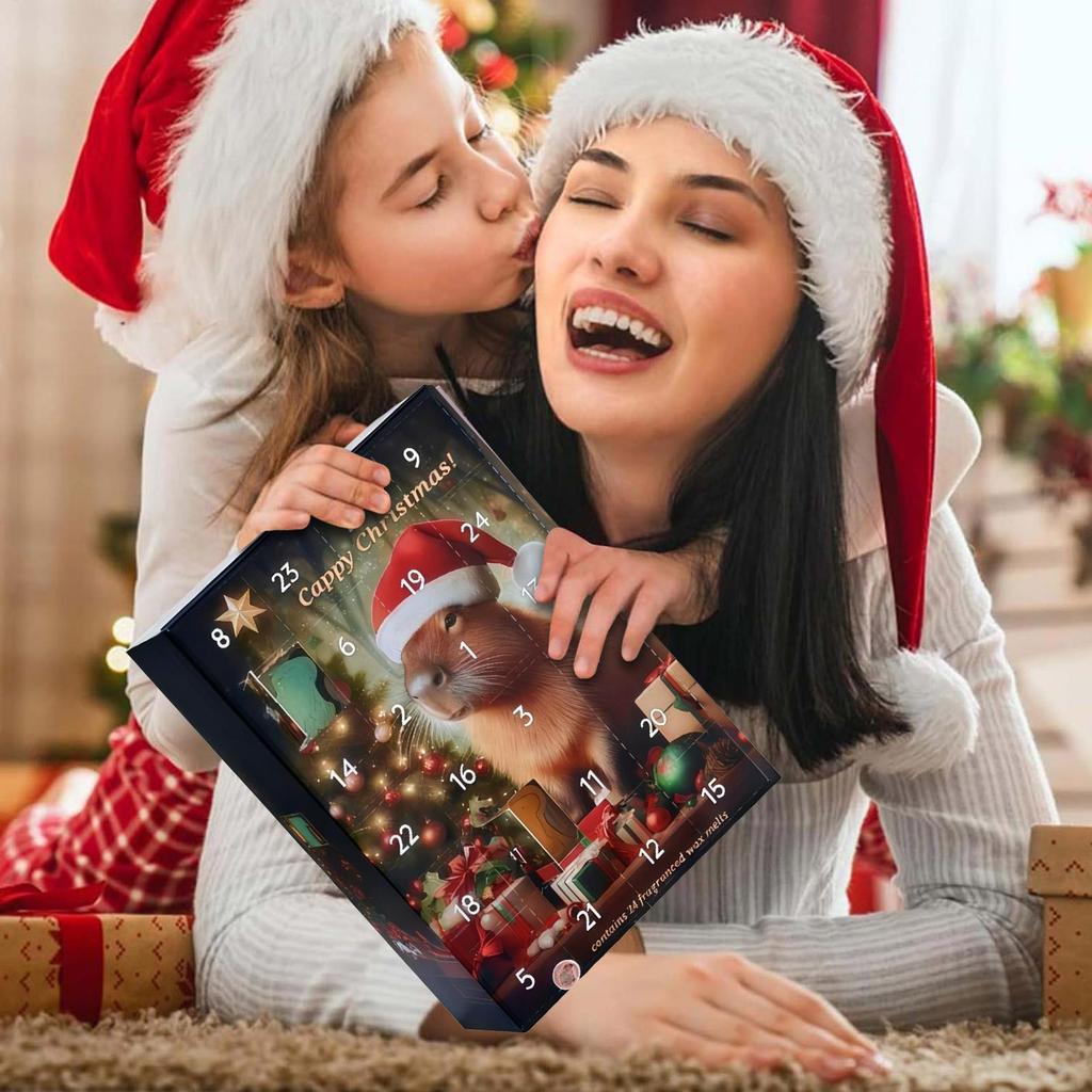 Christmas Advent Capybara 2025 24 Days 3D Seasonal Decoration Advent Countdown Calendar Ornaments for Front Door Office Wreath