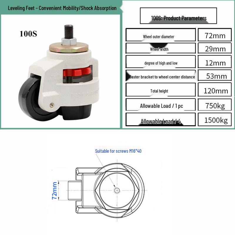 Fuma Leveling Caster Wheel - 40F to 150F Universal Cabinet Attachment
