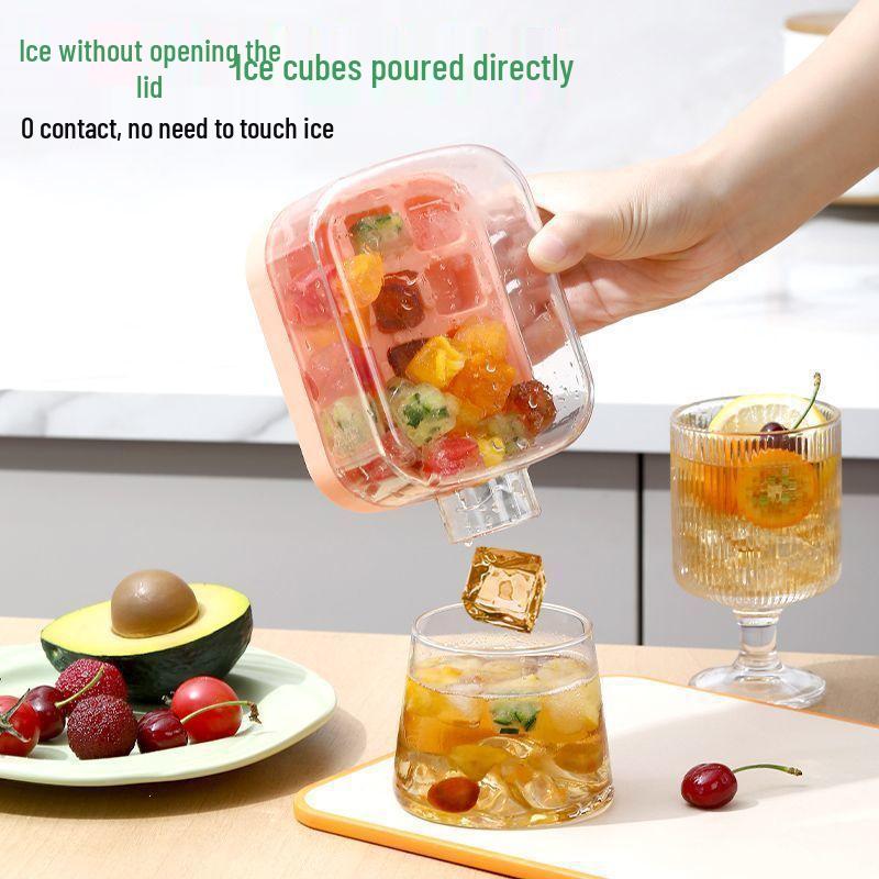 Press-Type Ice Cube Tray & Kettle: Food-Grade Mold for Household Ice Making.