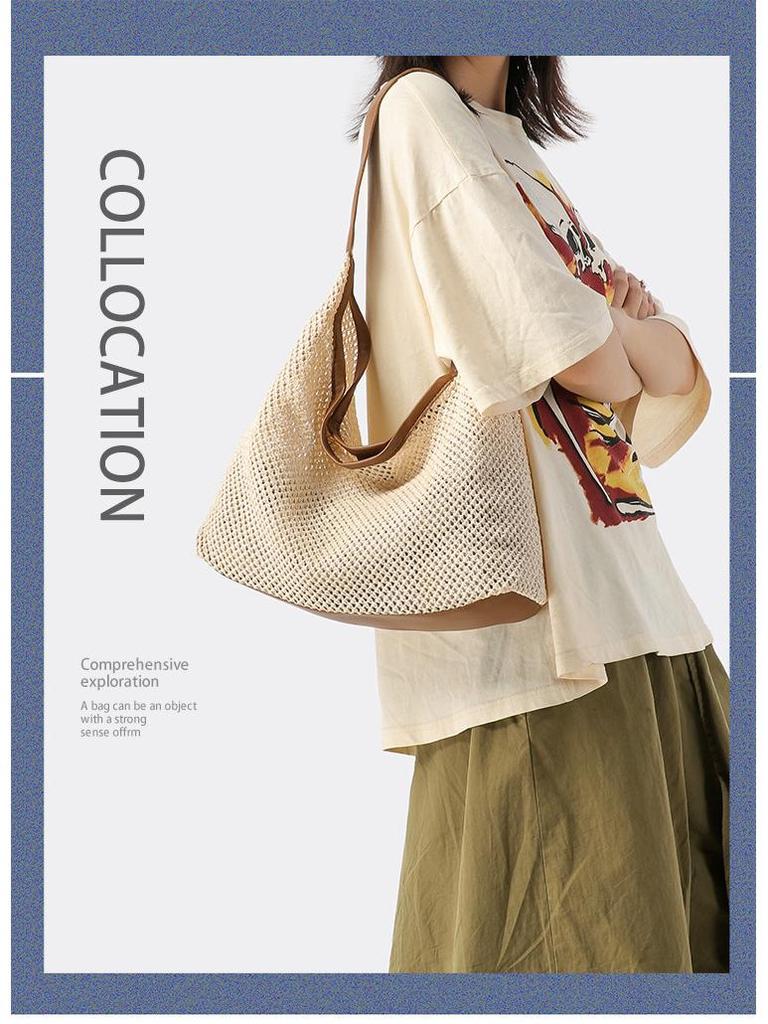 Korean Cross-border Woven Straw Tote: Large Capacity Beach & Shoulder Bag for Women