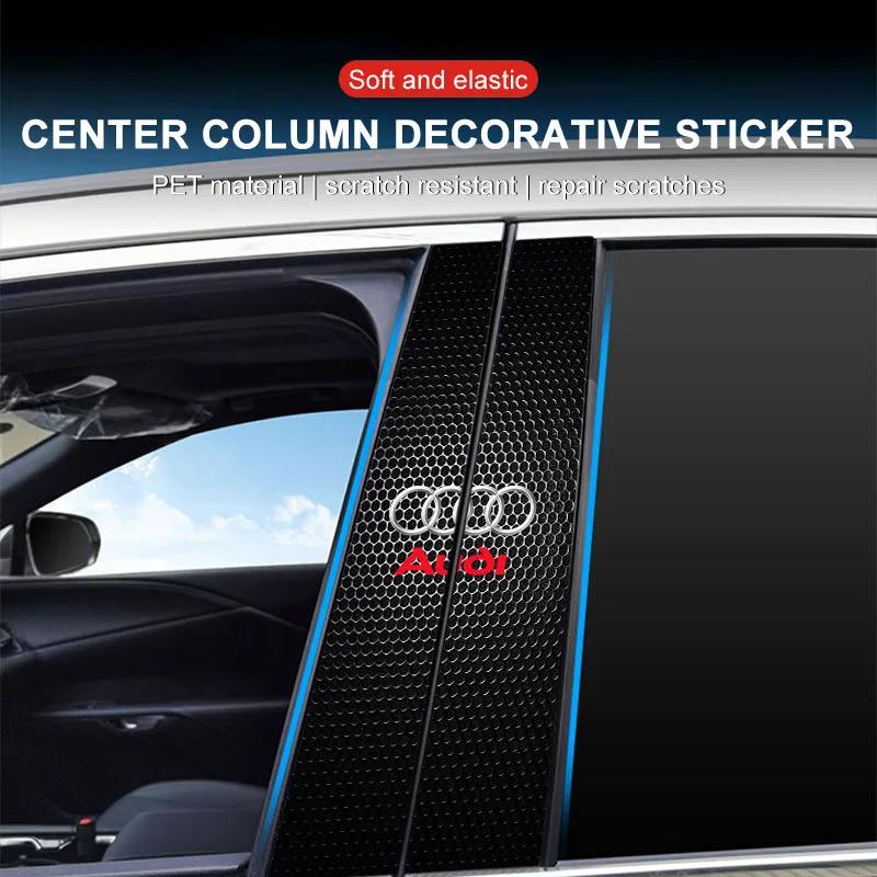 New 2Pcs Car Center Pillar Sticker Honeycomb Texture B-Pillar Decal For T A3 A5 A6 A7 A8 Q3 Q5 Q7 Q8 B5 B6 B7 B8 B9 Q7 8P 8V 8L