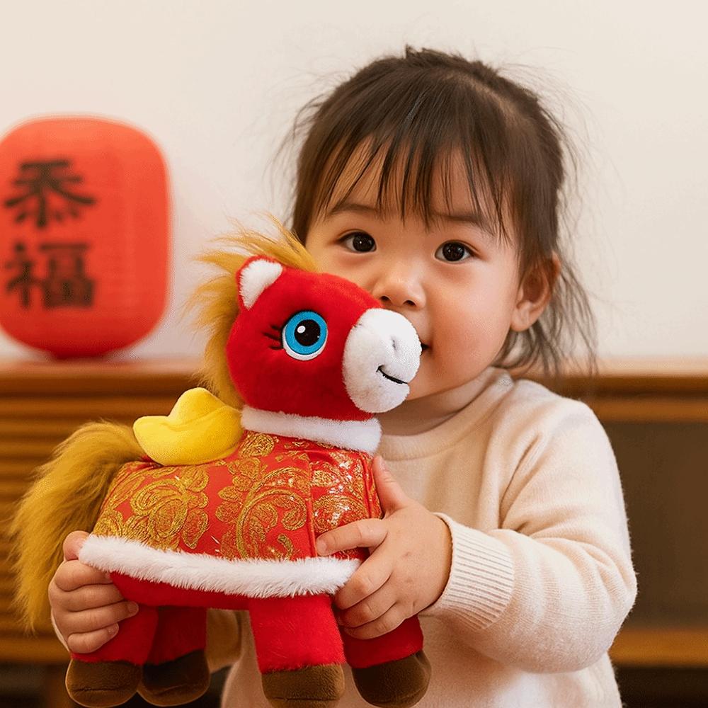 Letter Print Plush Horse Doll Soft Stuffed Horse Stuffed Animal  Year of The Horse