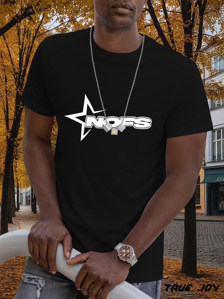 New NOFS Print Short-Sleeve T-shirt with a Round Neck