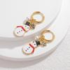 New Christmas Snowman Earrings: Titanium Steel Pearl Star Pendant, Cute Holiday Fashion Style.