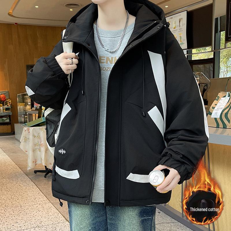 

Men s Tie-Dye Thick Fleece-Lined Hooded Windbreaker for Teen and High School Students 3XL for 150-170 lbs