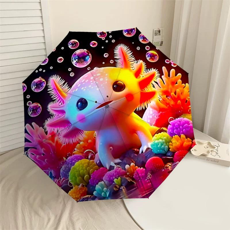 

1PC Axolotl Sea Automatic Open/Close Umbrella with Windproof, 8-Rib Sturdy Canopy, Durable Ribs, Fashionable Design1234A