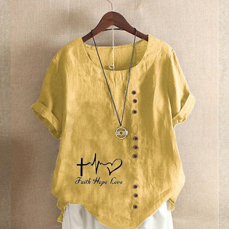 Women's Fashion Black Letters Prined Short Sleeve T-shirt Loose Cotton Shirt Casual Loose Summer Blouse Tops Plus Size