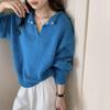 Candy-Colored Lapel Buttoned Knit Top - Women's Slimming Autumn/Winter Sweater with Niche Design