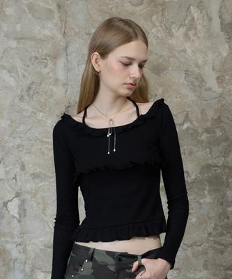 LARTIGENT L13 Frill Halter Sleeve(Black)