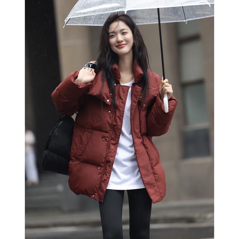 Demana Damen Vielseitige Winterjacke mit Stehkragen und 90% Entendaunen