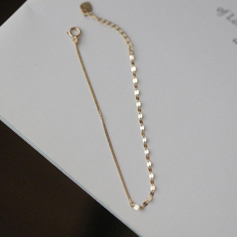 14K Gold Plated S925 Sterling Silver Lip Chain Bracelet - Delicate, Shiny, Exquisite Design Gold 15+3 cm
