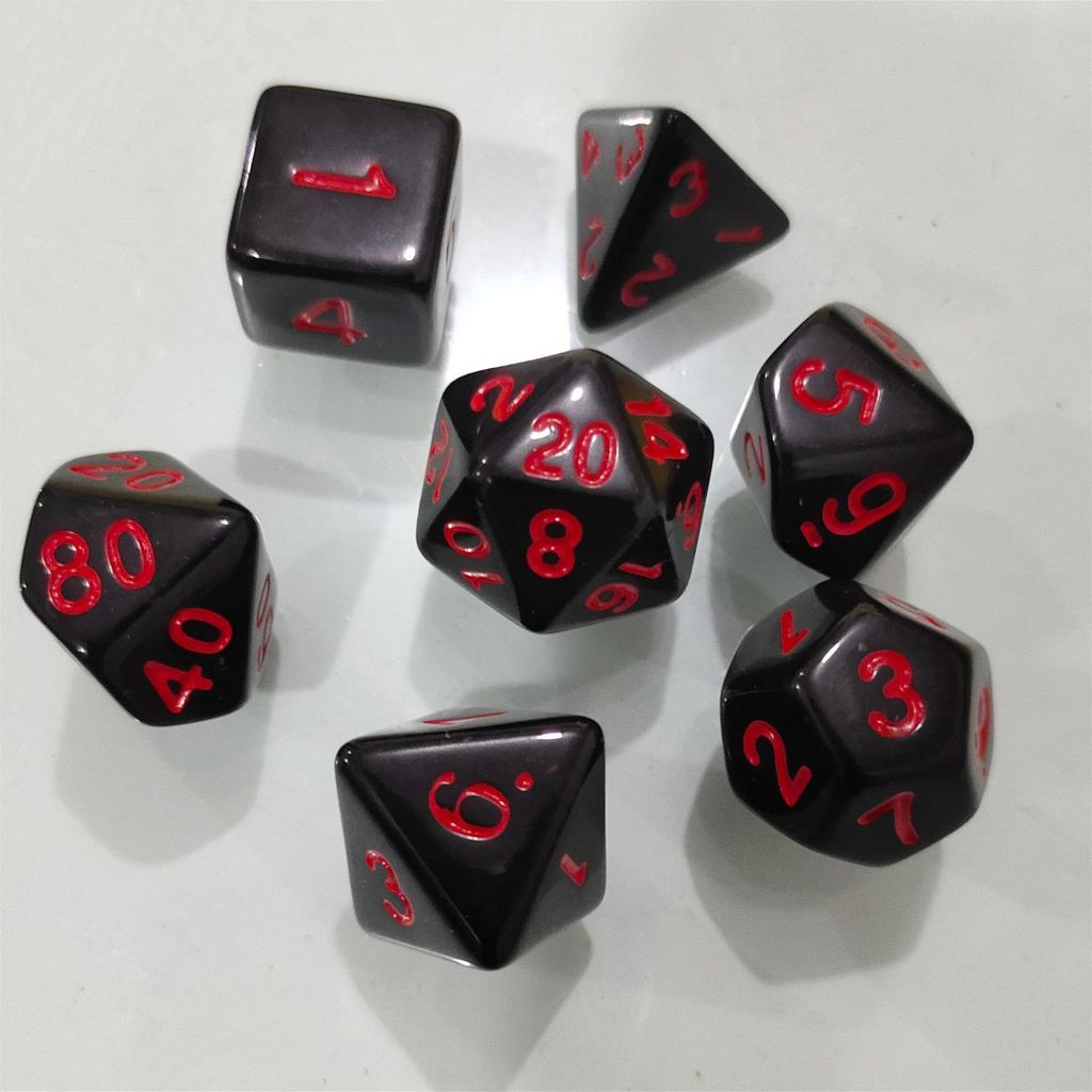 7pcs/lot Black Red Dice Set Double-colors Polyhedral Dice D4 D6 D8 D10 D% D12 D20 Game Dice