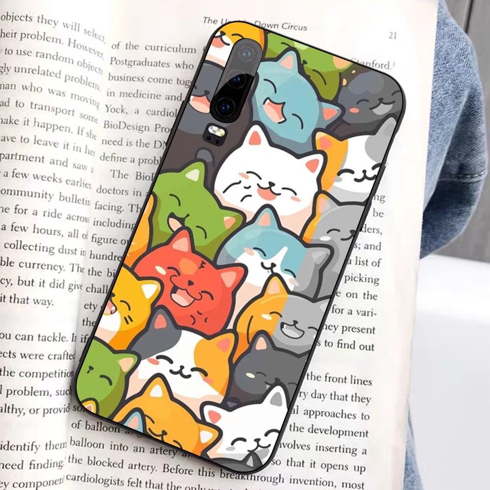 Cartoon Cute Cats Background Phone Case For Huawei Honor 10 Lite 9 20 7A 9X 30 50 60 70 Pro Plus Soft Silicone Cover