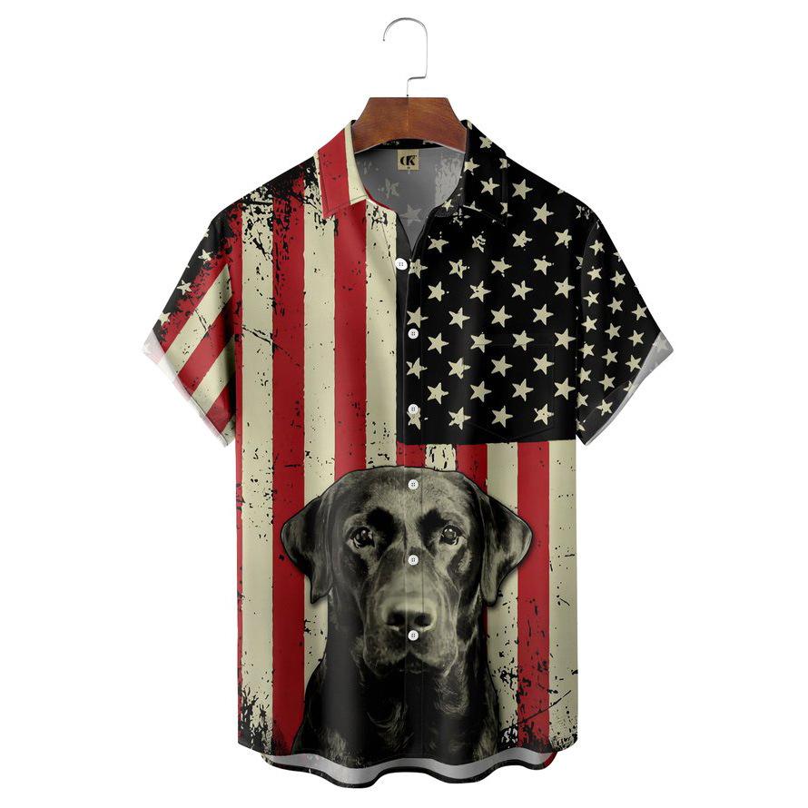 

Men S Shirt European And American Large Size American 3D Printing Casual Fashion Short-Sleeved Shirt S красный