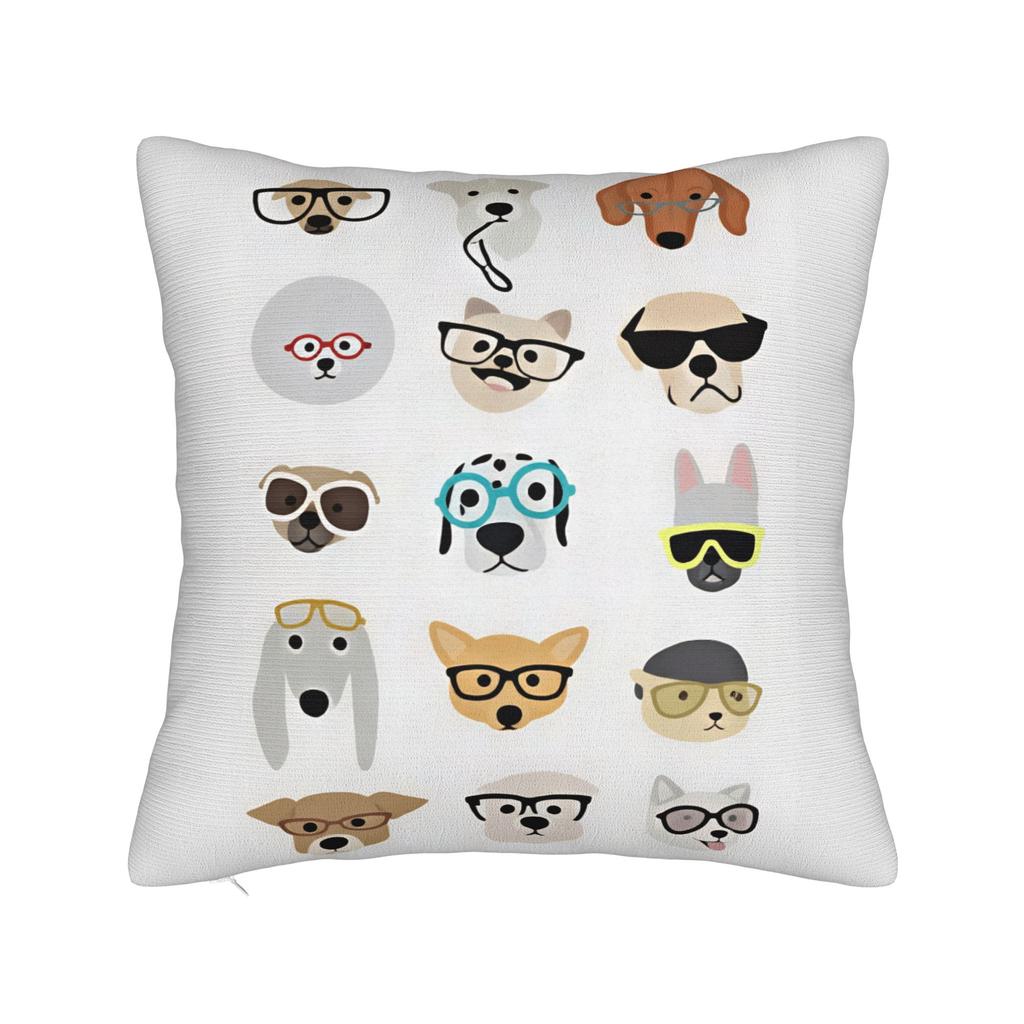 Pillow Cover Flat Various Dog Breeds Illustration Retro Trendy Pillow Case For Sofa Home Decoration Pillowcases