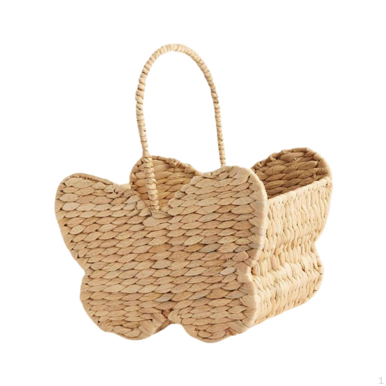 

Woven Basket Decorative Butterfly Shaped Art Decoration Portable Storage Organizer with Handle for