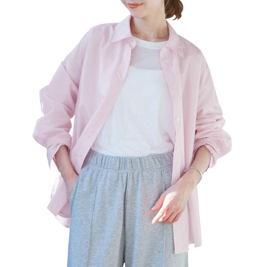 ROPE PICNIC Pollen Regular Pink Guard/Wrinkle-Resistant Shirt, Women's, (63)