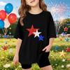 Kinder Kurzarm-T-Shirt mit Sternenprint Unabhängigkeitstag Oberteil Lässiges Rundhals-T-Shirt für Jungen und Mädchen Sommerkleidung