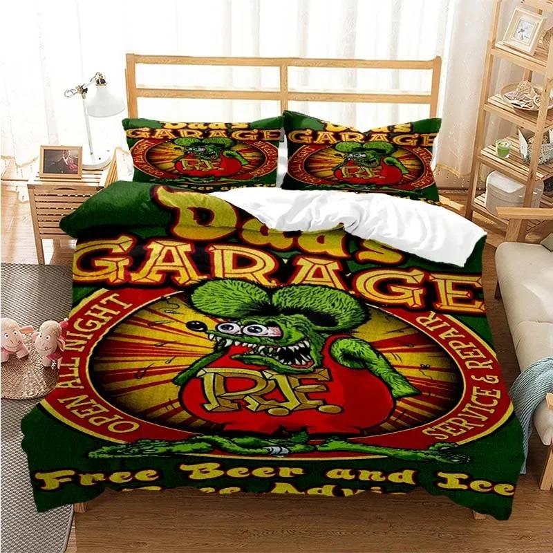 Rat Fink Fashion Digital Printing Bedding Set Duvet Cover Comforter Bed Single Twin Full Queen Youth Kids Girl Boys Gift